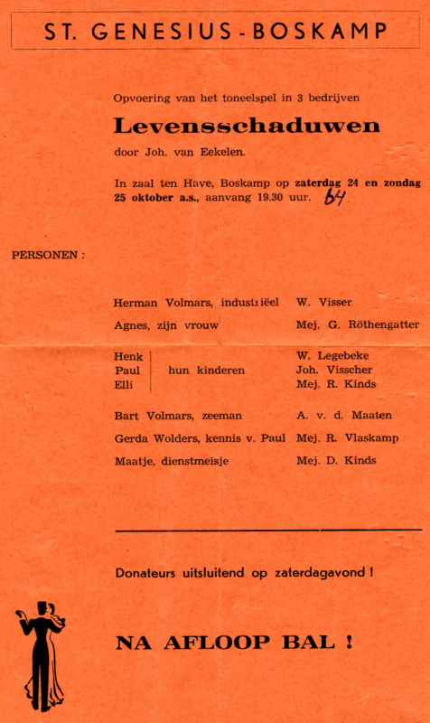 Bekijk detail van "Programma uitvoering toneelver. St. Genesius Boskamp, 1964"