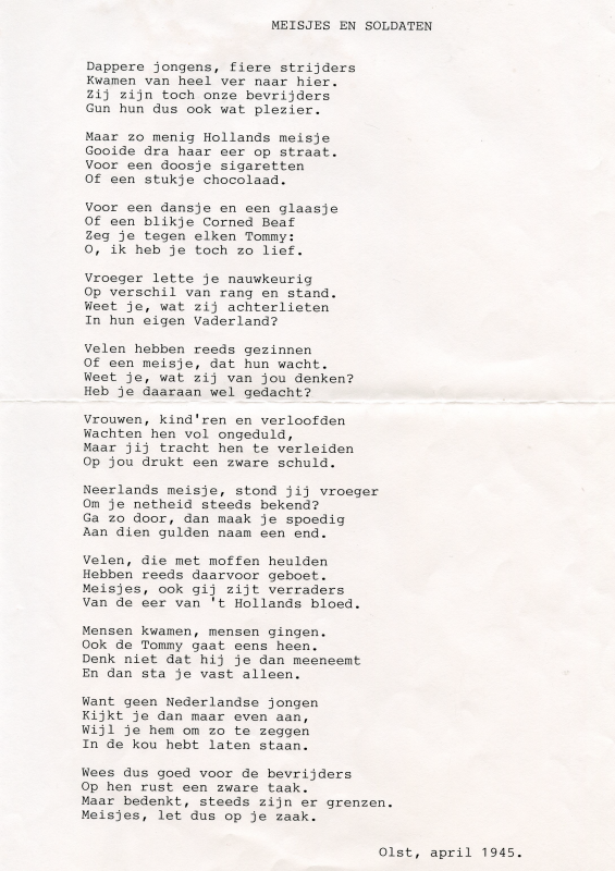 Bekijk detail van "Gedicht: Meisjes en soldaten, 1945"