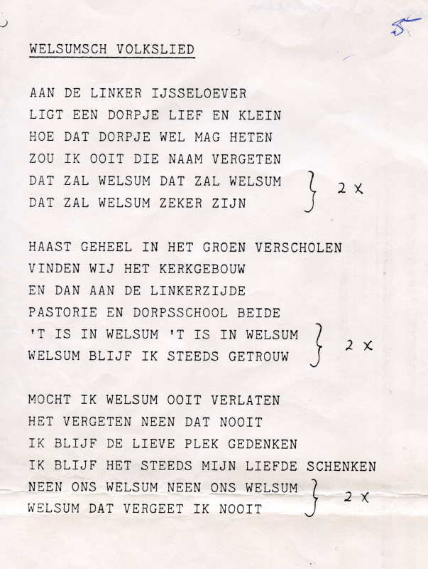Bekijk detail van "Welsums Volkslied"
