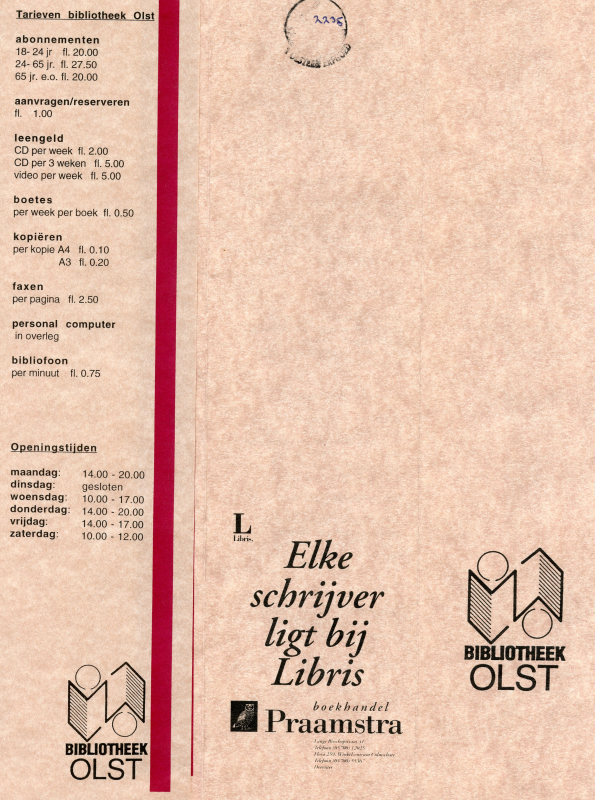 Bekijk detail van "Informatiefolder van de Bibliotheek Olst, 1995"