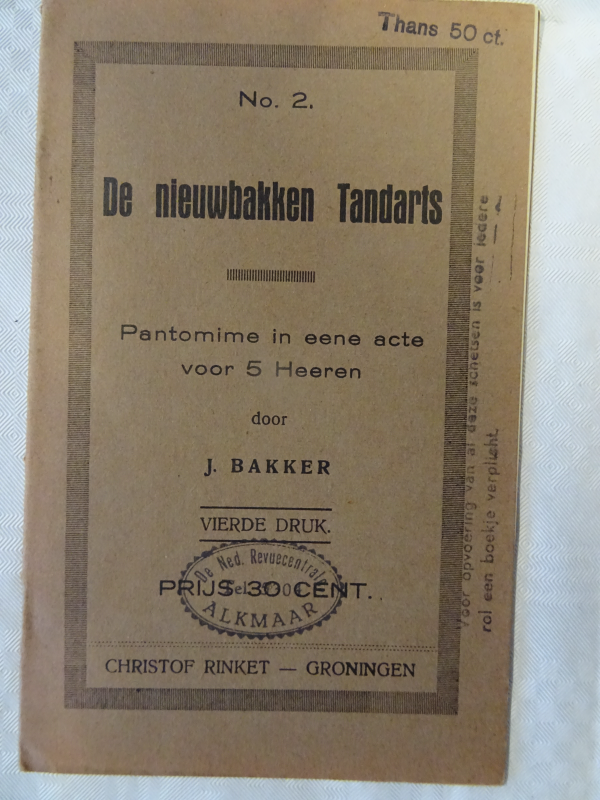 Bekijk detail van "De nieuwbakken tandarts, pantonime voor 5 heren, 1923"