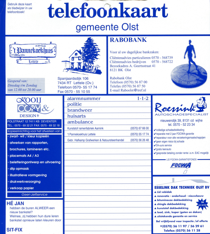 Bekijk detail van "Telefoonkaart gemeente Olst, 1998"