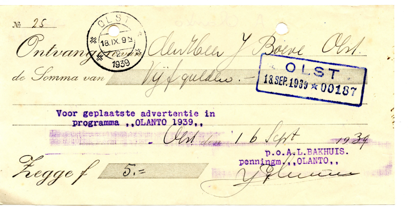 Bekijk detail van "Rekening advertentiekosten in <span class="highlight">programma</span> 'Olanto', 1939"