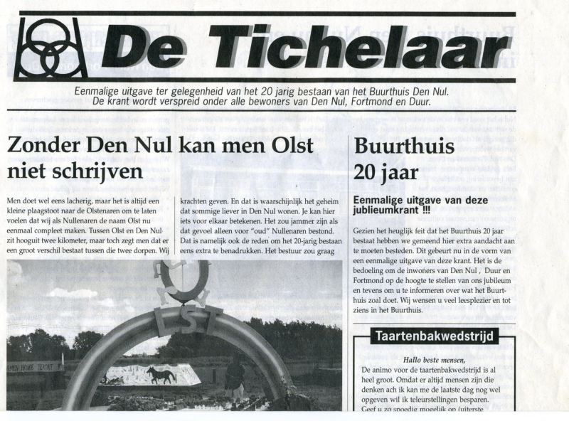Bekijk detail van "De Tichelaar 20 jaar buurthuis Den Nul, 1998"