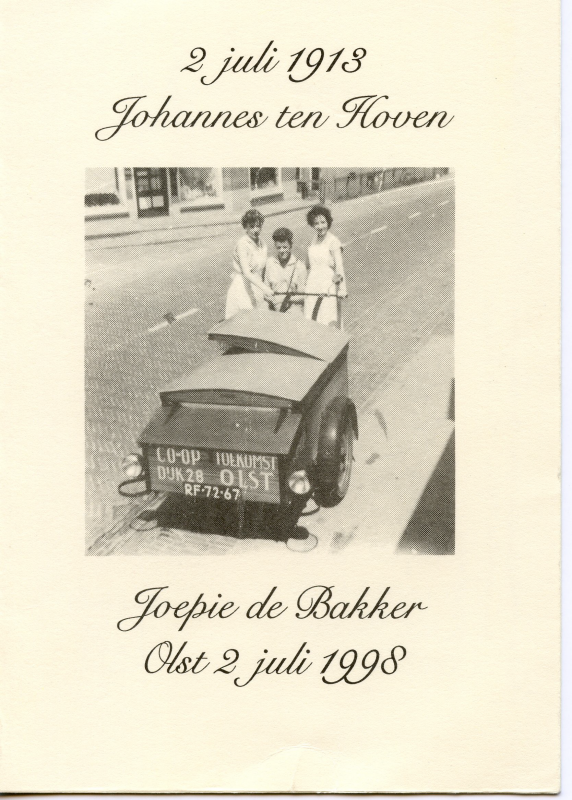 Bekijk detail van "<span class="highlight">Uitnodiging</span>: Johannes ten Hove 85 jaar = Joepie de Bakker, 1998"