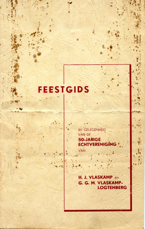 Bekijk detail van "Feestgids + menukaart t.g.v. het 50 jarig huwelijk G. Vlaskamp- Logtenberg, 1947"