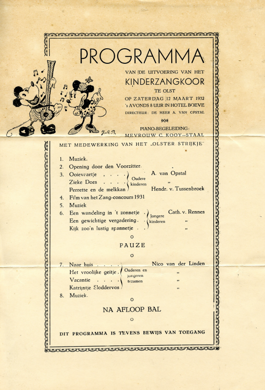 Bekijk detail van "Programma uitvoering Kinderzangkoor Olst, 1932"