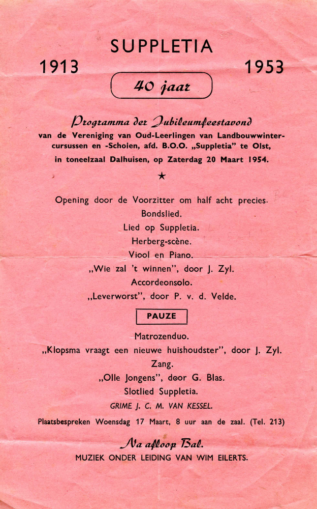 Bekijk detail van "<span class="highlight">Programma</span> feestavond Suppletia 40 jaar, 1953"