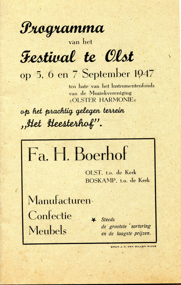 Bekijk detail van "Programma Festival Olster Harmonie, 1947"
