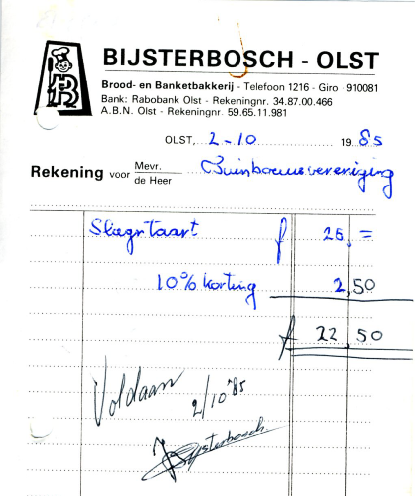 Bekijk detail van "Rekeningen met briefhoofd Fa. H. Bijsterbosch, 1982 - 1987"