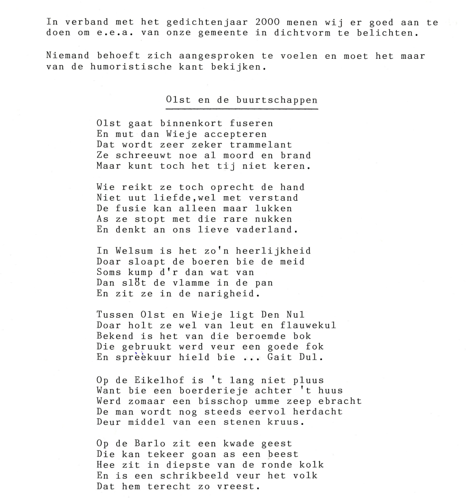Bekijk detail van "Gedicht <span class="highlight">Olst</span> en de buurtschappen door Berend Proper, 2000"