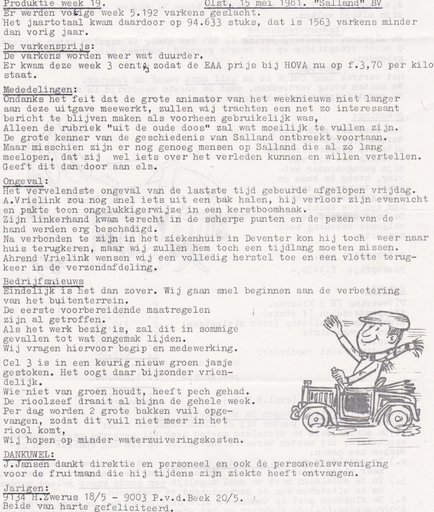 Bekijk detail van "Gedeelte jaargang weeknieuws Salland BV. Olst, 1981"