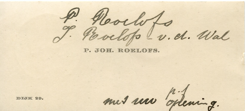 Bekijk detail van "Visitekaartje: P. Joh. Roelofs, 1934"