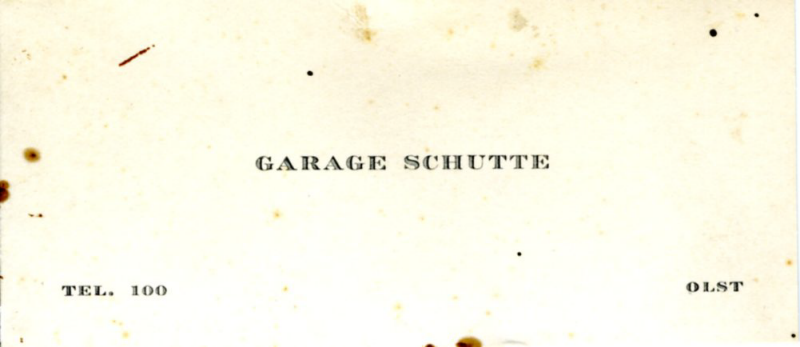 Bekijk detail van "Visitekaartje: Garage Schutte, 1934"