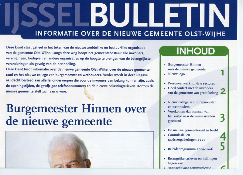 Bekijk detail van "IJsselbulletin: informatie over de nieuwe gemeente <span class="highlight">Olst</span>-Wijhe, 2001"