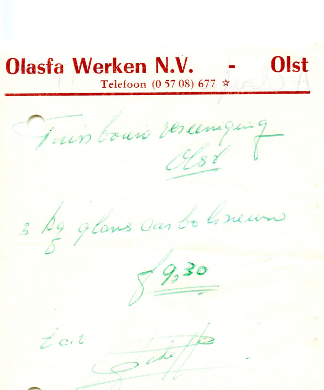 Bekijk detail van "Briefhoofd Olasfa Werken N.V. Olst"