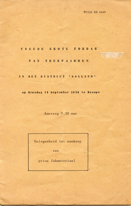 Bekijk detail van "Catalogus 2e Fokdag voor trekpaarden, 1954"