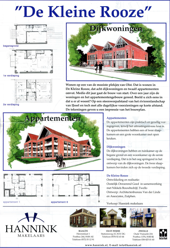 Bekijk detail van "Reclame: De Kleine Rooze, wonen tussen dorp en rivier, 2001"
