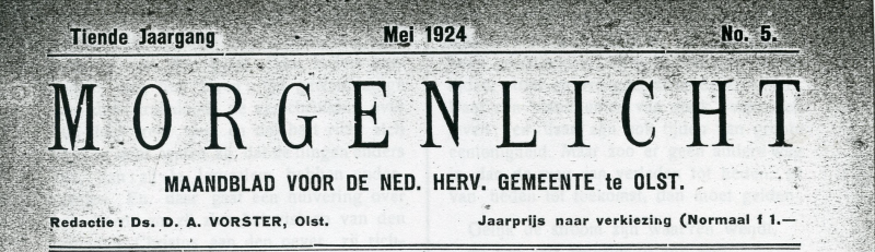 Bekijk detail van "Morgenlicht, maandblad voor de Ned. Herv. Gemeente te Olst, 1924"
