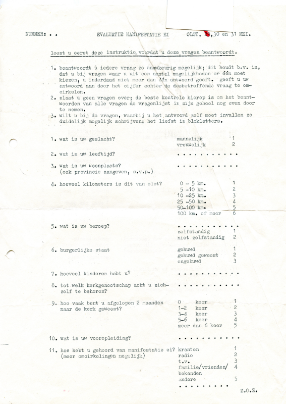 Bekijk detail van "Evaluatielijst manifestatie Ei Olst, 1971"