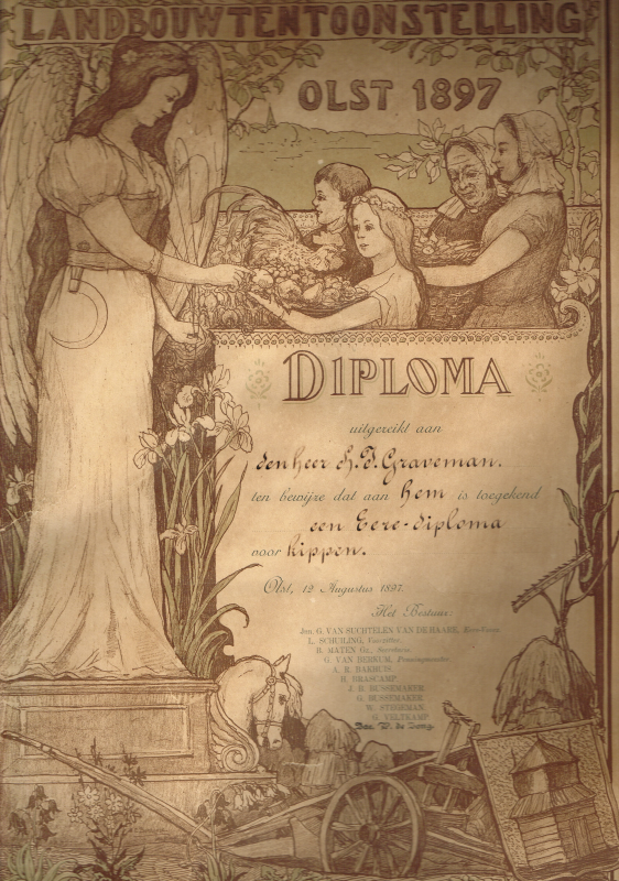 Bekijk detail van "Erediploma voor kippen, 1897"