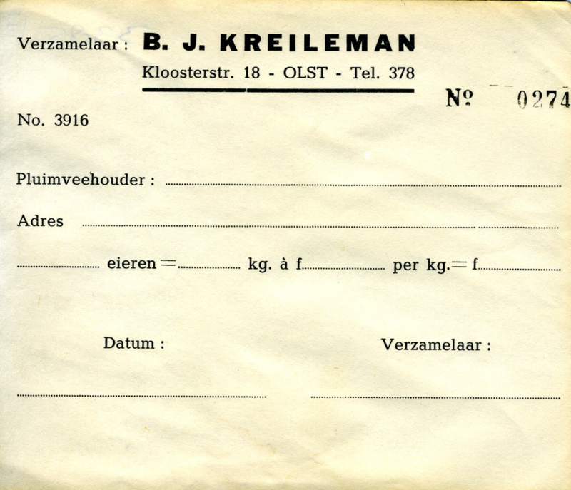 Bekijk detail van "Bon: Verzamelaar: B.J. Kreileman"