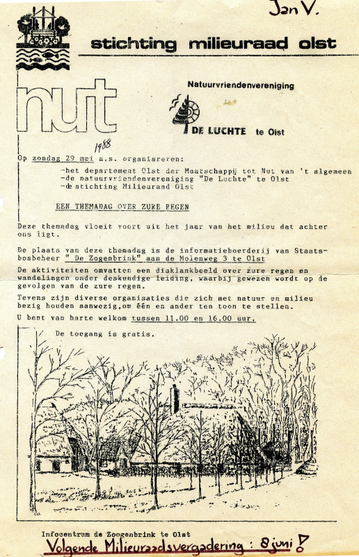 Bekijk detail van "Oproep deelname themadag over zure regen, 1988"