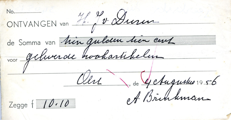 Bekijk detail van "Nota: met handtekening A. Brinkman, 1956"