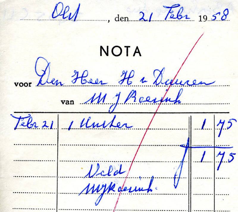 Bekijk detail van "Nota M.J. Roesink, 1958"