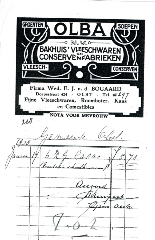 Bekijk detail van "Briefhoofd Olba groenten soepen, 1938"