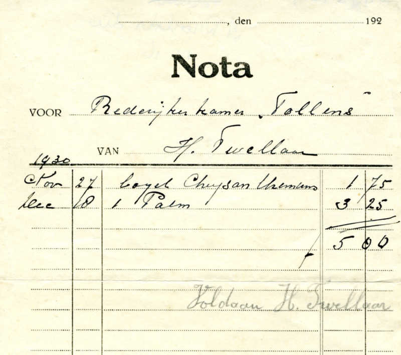 Bekijk detail van "Nota van H. Twellaar, 1930"