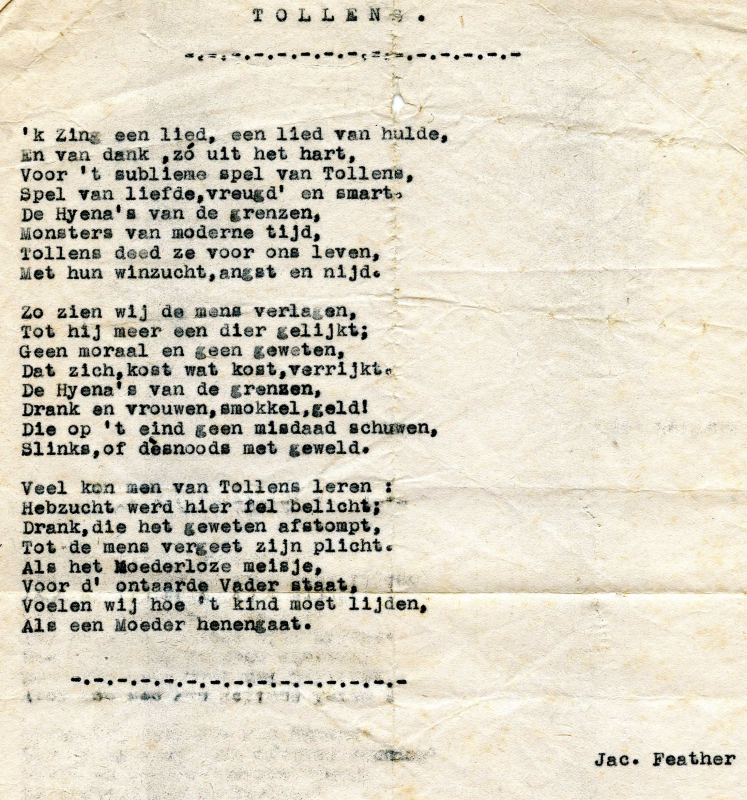 Bekijk detail van "Gedicht van Jac. Feather: <span class="highlight">Toneelvereniging</span> Rederijkerskamer Tollens"