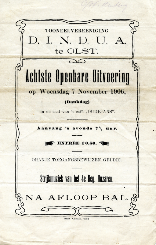 Bekijk detail van "Programma 8ste Openbare Uitvoering Toneelvereeniging D.I.N.D.U.A., 1906"