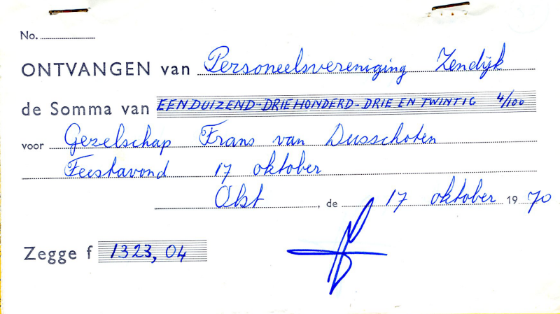 Bekijk detail van "Nota van Personeelsvereniging Zendijk voor Joop v.d. Ende, 1970"