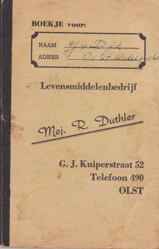 Bekijk detail van "Winkelboekje: Levensmiddelenbedrijf Mej. R. Duthler, ca. 1963"