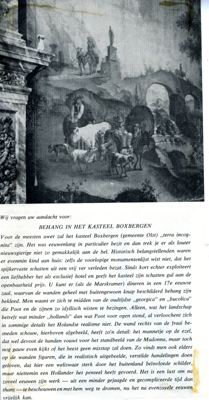 Bekijk detail van "Wij vragen uw aandacht voor: Behang in het kasteel Boxbergen, 1964?"