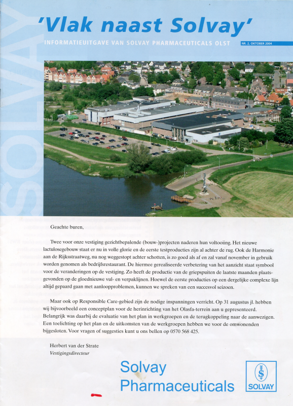 Bekijk detail van "Folder: 'Vlak naast Solvay' informatieuitgave <span class="highlight">van</span> Solvay Pharmaceuticals Olst nr. 2, 2004"