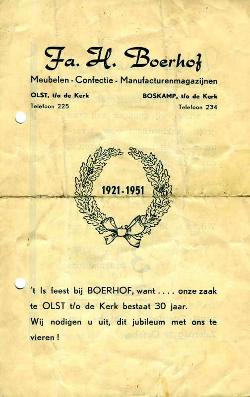 Bekijk detail van "Jubileum <span class="highlight">folder</span> Fa. H. Boerhof,  1921 - 1951"