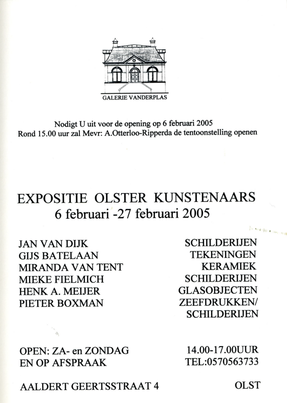 Bekijk detail van "Uitnodiging opening expositie Olster kunstenaars in Galerie v/d Plas, 2005"