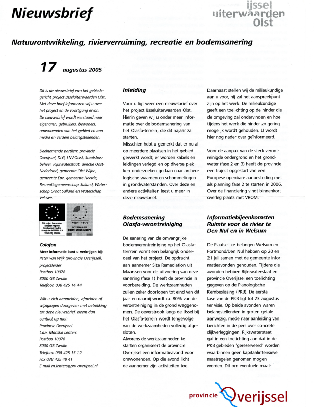 Bekijk detail van "Nieuwsbrief IJsseluiterwaarden Olst nr. 17, 2005"