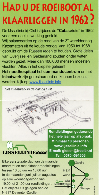 Bekijk detail van "Folder: Rondleidingen buiten de openingstijden bij de IJssellinie, 2005"