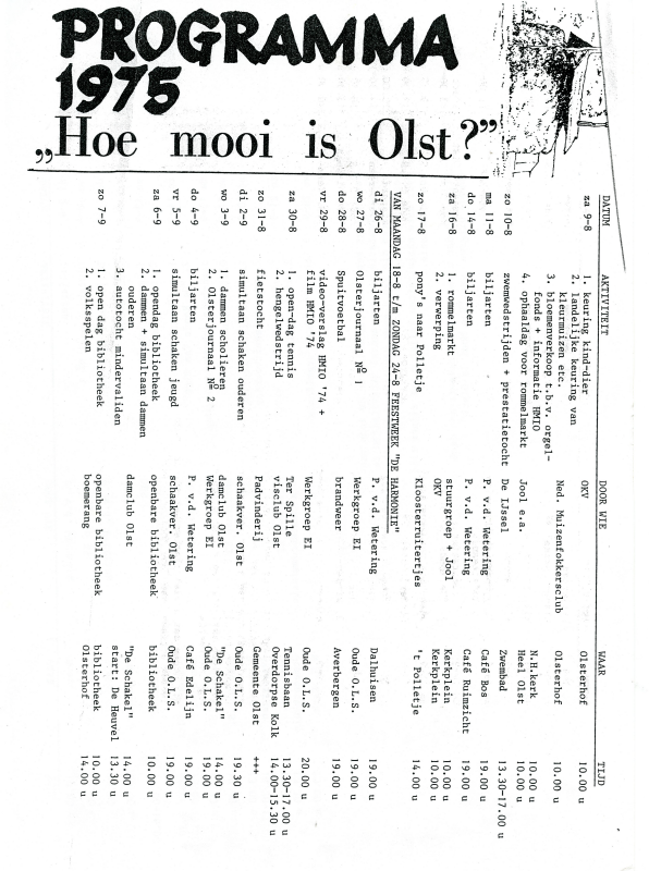 Bekijk detail van "<span class="highlight">Programma</span> manifestatie 'Hoe mooi is Olst?, 1975"