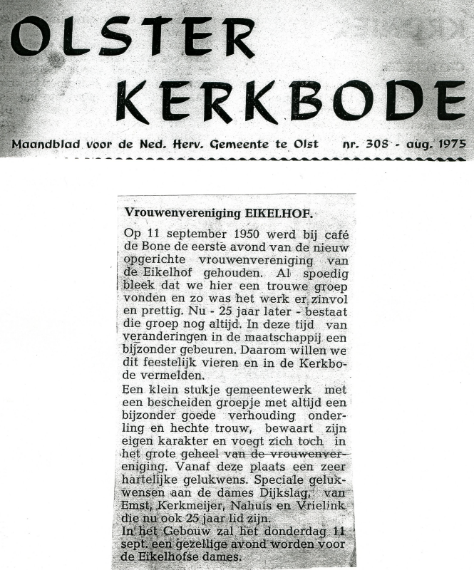 Bekijk detail van "Boekje, samengesteld t.g.v. het 25-jarig bestaan van de N.H. Vrouwenvereniging Eikelhof, 1975"