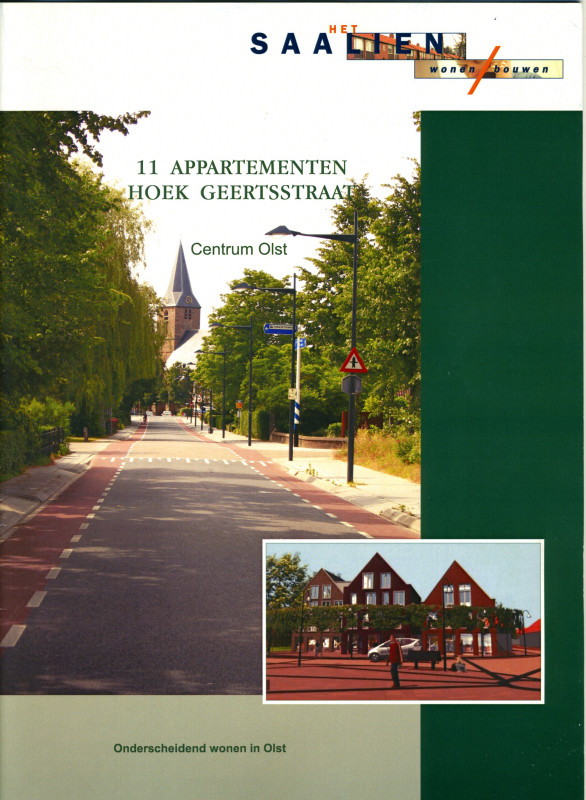 Bekijk detail van "Folder: Het Saalien wonen en bouwen, 11 appartementen hoek Geertsstraat, Centrum Olst, 2006."