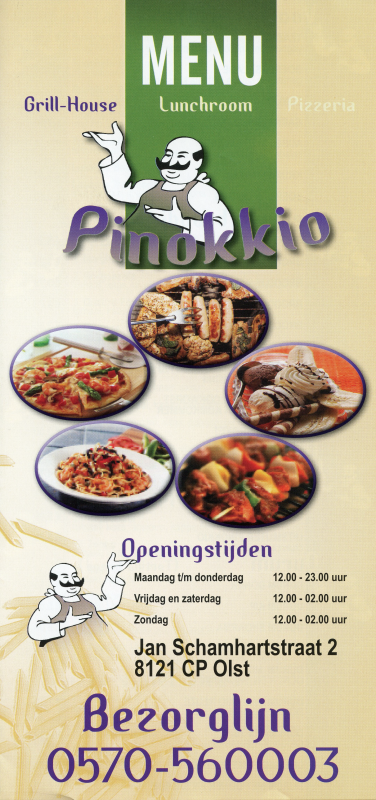 Bekijk detail van "<span class="highlight">Folder</span>: Menu Grill-House Lunchroom Pinokkio, 2007 - 2008?"