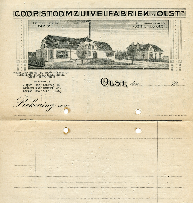 Bekijk detail van "Briefpapier met briefhoofd Coöp. Stoomzuivelfabriek <span class="highlight">Olst</span>, 192.?"