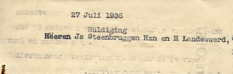 Bekijk detail van "Toespraak door directeur J.A. Postumus, t.g.v. huldiging heren Js. Steenbruggen Hzn. en H. Landeweerd, 1936"