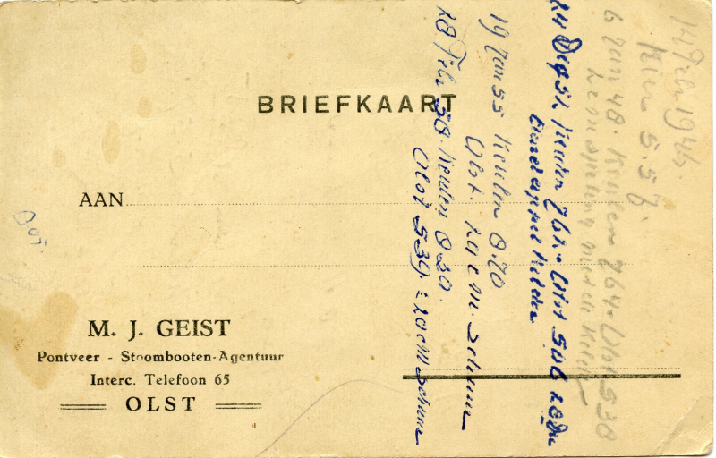 Bekijk detail van "Briefkaart met opdruk afzender: M.J. Geist"