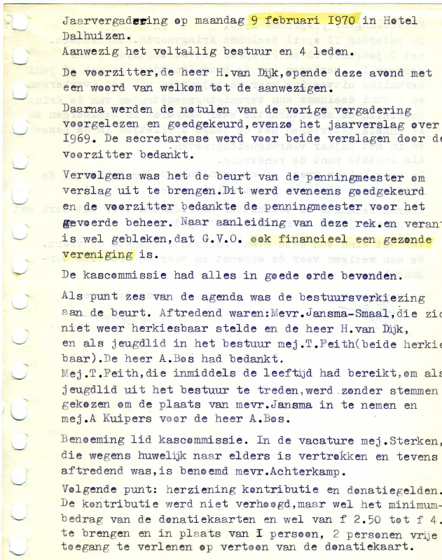 Bekijk detail van "Notulenschrift van vergaderingen Gymnastiekvereniging G.V.O. vanaf 9 februari 1970 t/m 1 juli 1985"