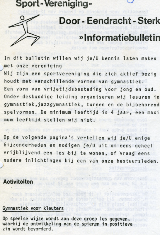 Bekijk detail van "Informatiebulletin: Sport <span class="highlight">Vereniging</span> Door Eendracht Sterk, 1981"